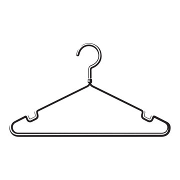Clothes hanger vector illustration with hook and notches for apparel storage and fashion retail
