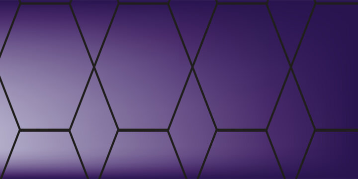 Purple wide hexagonal vector abstract background. Violet tech banner with honeycomb grid. Hexagon technology backdrop.