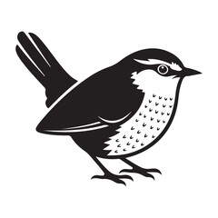 Wren bird vector icon with speckled chest and upright tail for nature branding and wildlife design © Zulfa