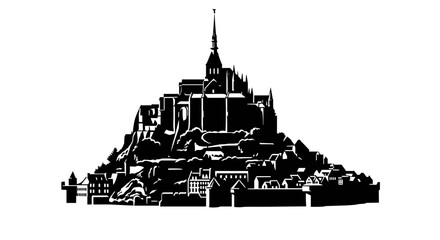 Obraz premium Mont Saint Michel Silhouette Landmark France.