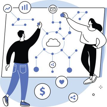 Cloud computing network and data connectivity strategy illustration