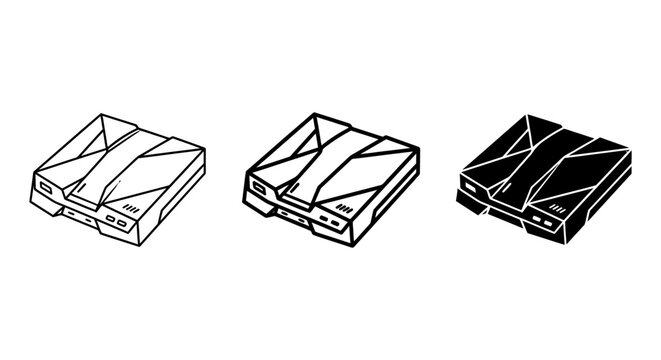 Retro Gaming Console Icons, Vintage Video Game Player Vector Set, Classic Entertainment Device Graphics, 3 Variations