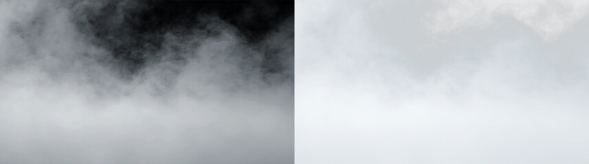 Clouds drift across a gray sky in the early morning light of a quiet day in an open landscape, PNG with a light overlay © Liubov