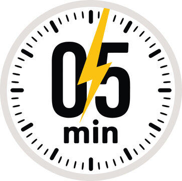 Five minute timer with yellow lightning bolt
