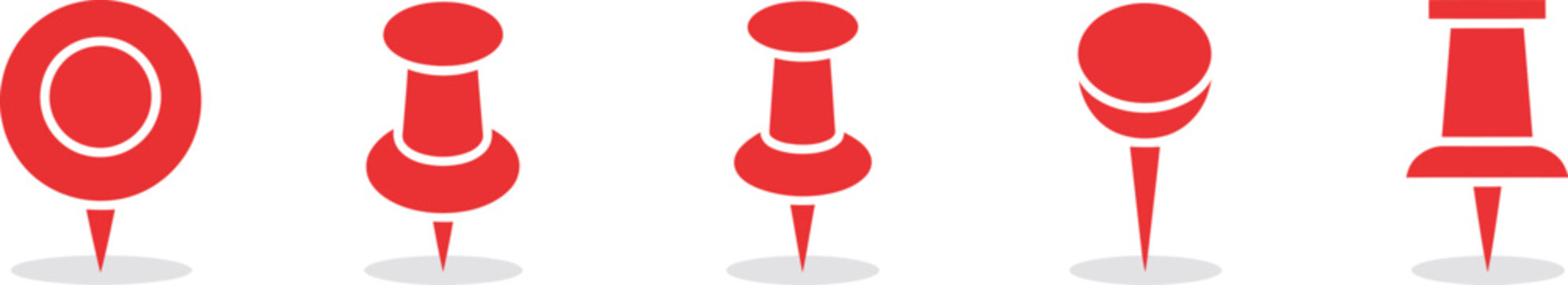 Set of red map pin location