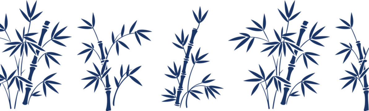 Dark blue bamboo stalks set