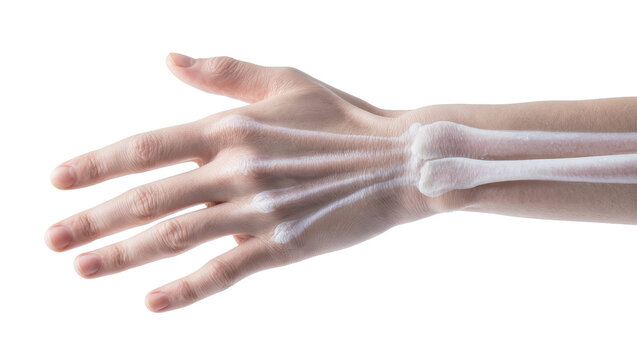 Human hand with visible bones and tendons