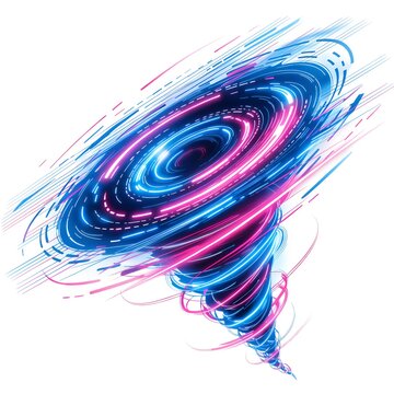 Futuristic cyberpunk neon speed trail vortex isolated on an isolated white background, abstract background with colorful lines