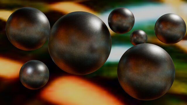 Dark Chrome Metallic Bubbles Colorful Abstract Background