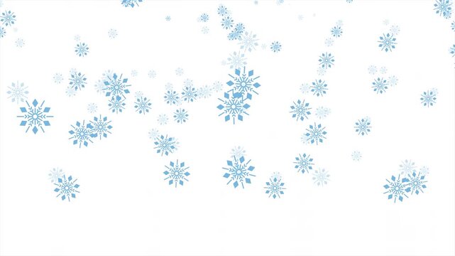 Snowflakes falling slowly from the sky. Falling snowflakes animation. Winter background. Winter seasonal scene. Motion graphic. 4K animation