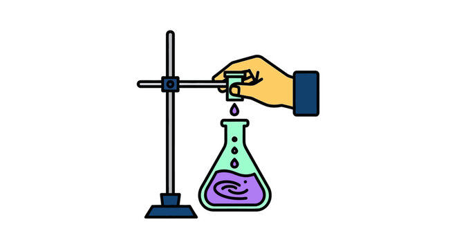 Precise chemical titration with b&uuml;rette in a laboratory setup