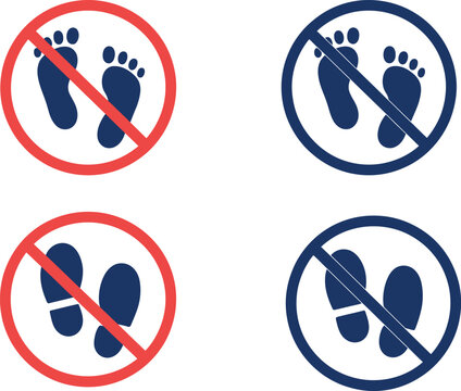 No footsteps and no shoes prohibition sign