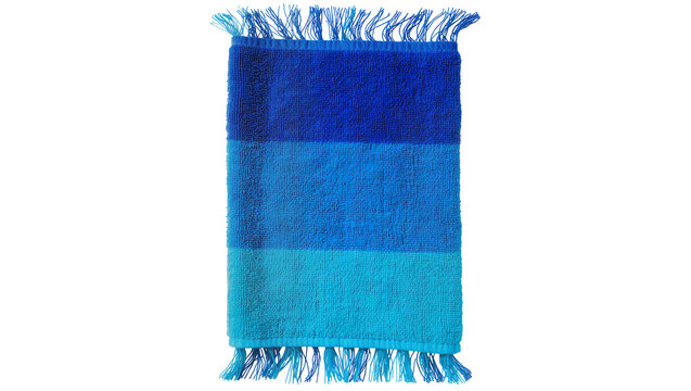 Blue striped beach towel with fringe