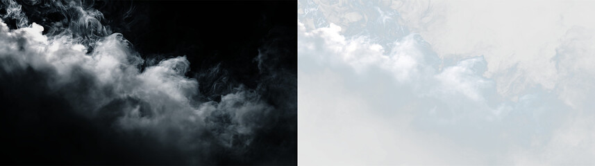 Clouds drift in the sky on a clear day providing a view of white and gray tones against a smooth background, PNG with a light overlay © Liubov