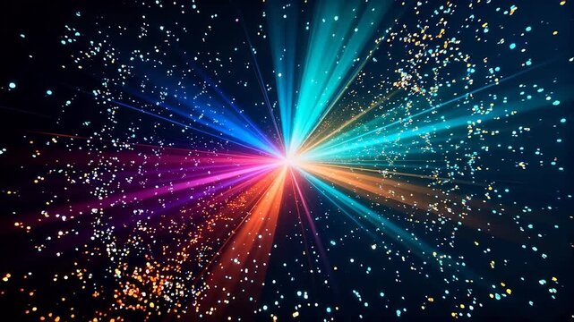 Colorful light rays and sparkles