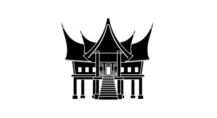 Fototapeta premium Traditional Minangkabau House Architecture Silhouette.