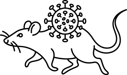 Obraz premium Vector illustration of a rat carrying a virus particle on its back
