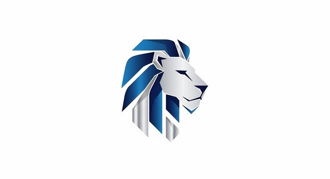 Modern blue lion head logo concept AQ