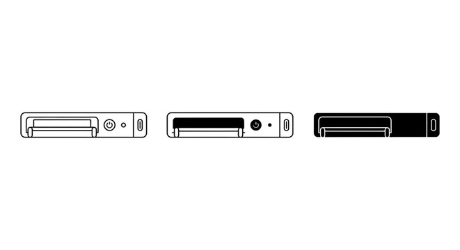 Vector Icons of SATA Data and Power Connectors, Computer Hardware Interface Symbols, Black and White Electronic Components