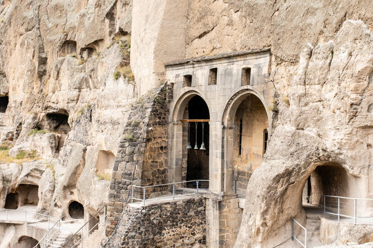 Church of the Dormition of the Blessed Virgin Mary, carved into the rockin a cave monastery Vardzia, Georgia
