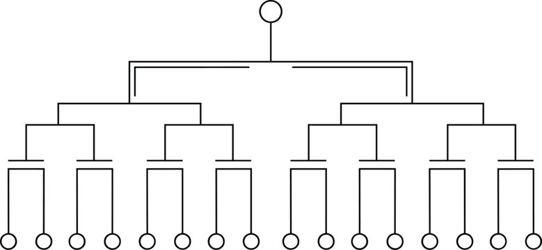 Organizational chart, vector transparent background, hierarchical structure, business diagram, decision tree, network nodes, simple layout.