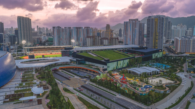 May 26 2026 Kai Tak Stadium Dusk Skyline Hong Kong