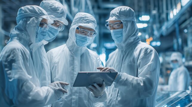 Semiconductor factory team collaboration Group of befcbbaedfbcb digital illustration graphic image for commercial design projects presentations market