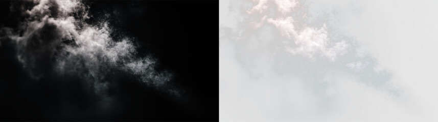 Soft clouds drifting in the sky during the day with a clear background and no visible horizon line, PNG with a light overlay © Liubov