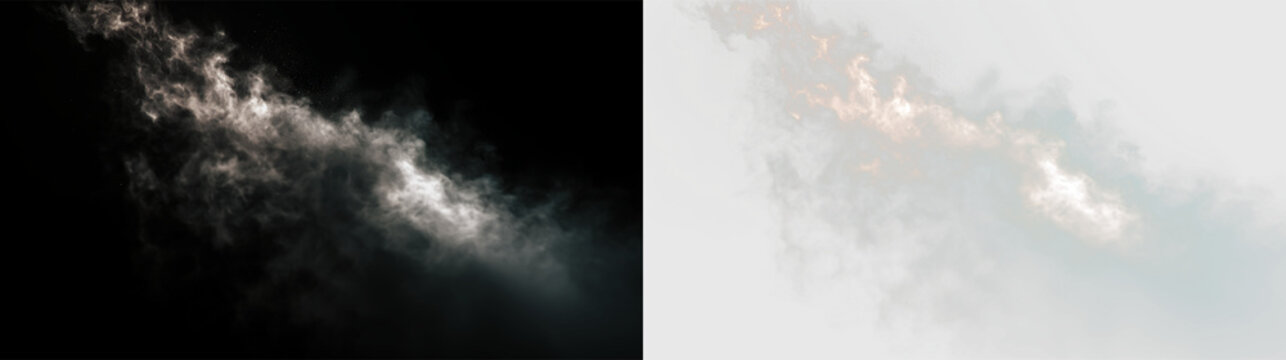 Cloud with light on a transparent background during midday in a clear sky, PNG with a light overlay