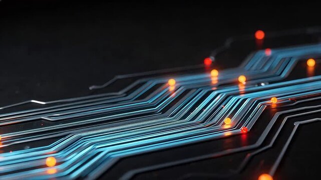 Circuit board with glowing connections