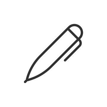 Pen, linear style icon. Writing tool and note creation. Editable stroke width