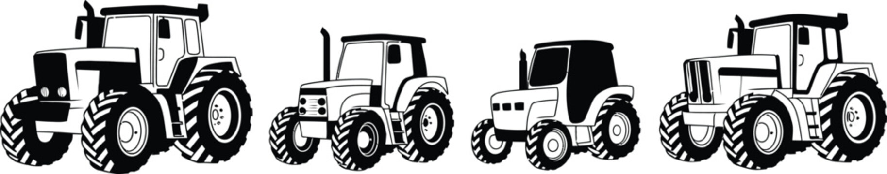 tractor comparison of tractor designs line art illustrations technical