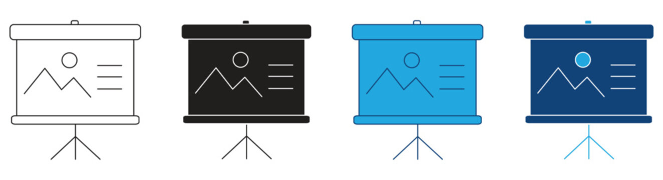 Slide Show Icon set , Outline Vector illustration.