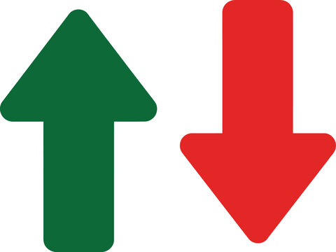 Green up arrow and red down arrow symbols representing opposite directions and choices