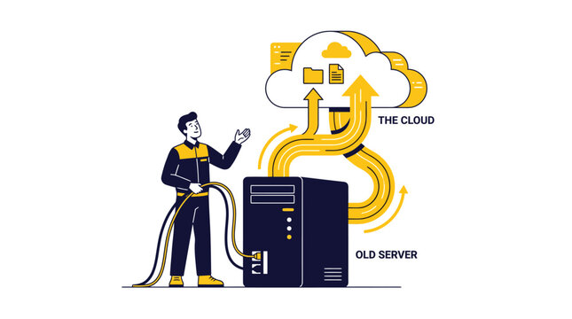 IT Technician Migrating Data From Old Server To Cloud
