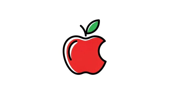 Red apple with green leaf icon and bite