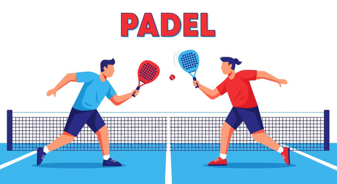 Two Sporty Individuals Playing Padle During a Competitive Tournament On A Sunny Day
