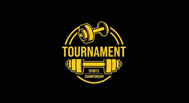 Tournament Sports Championship Logo, Weightlifting Emblem With Stylish Graphic Design