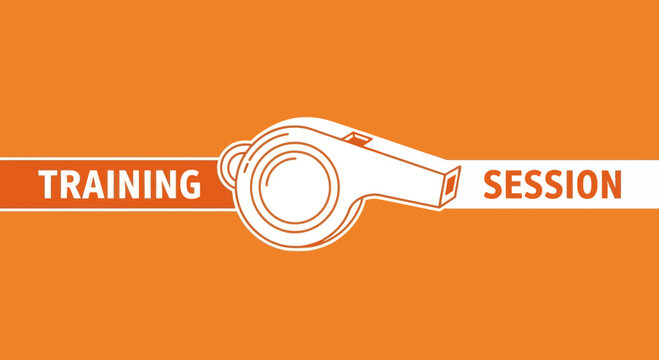 Training Session Graphic Depicting Whistle Symbol On Orange Background Conceptual Design