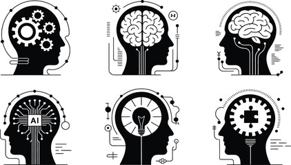 Artificial intelligence human head icons vector © Ahamedpicu