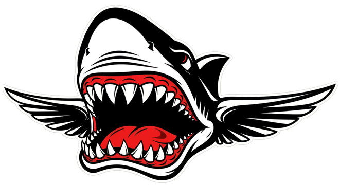 Winged Shark Head with Open Mouth.