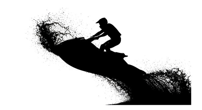 Man Riding a Mountain Bike Downhill.