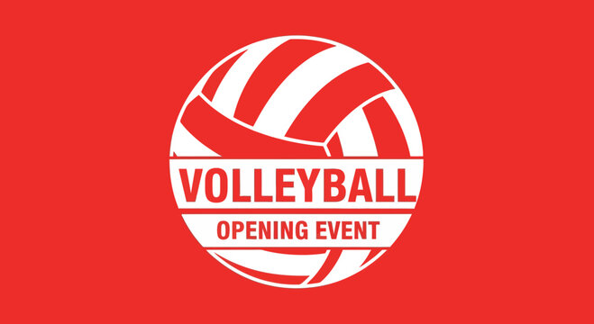 Volleyball Opening Event With Ball Graphic On Red Background Promotional Design