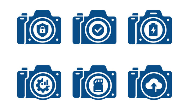 Camera settings and digital photography icons