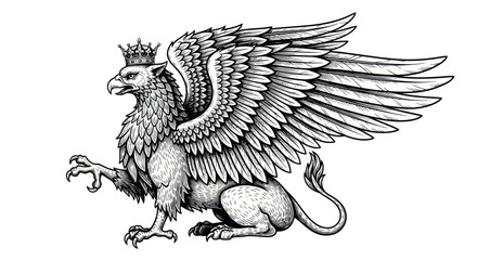 Fototapeta premium Griffin mythical creature with wings.
