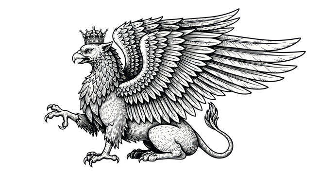 Griffin mythical creature with wings.