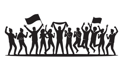 Obraz premium silhouette vector of a group of football supporters 07