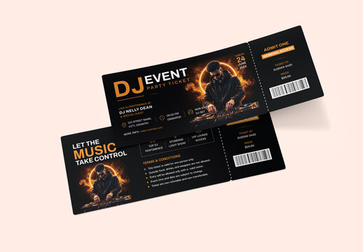 DJ Night Party Event Ticket Template