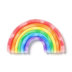 Fototapeta premium Vibrant Watercolor Rainbow Arch Isolated on White Background.