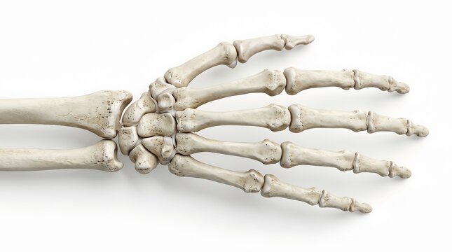 Detailed Human Hand and Wrist Bones Skeletal 3D Render